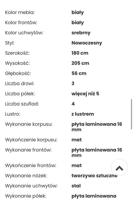 Biała szafa przesuwna 180 cm z lustrem