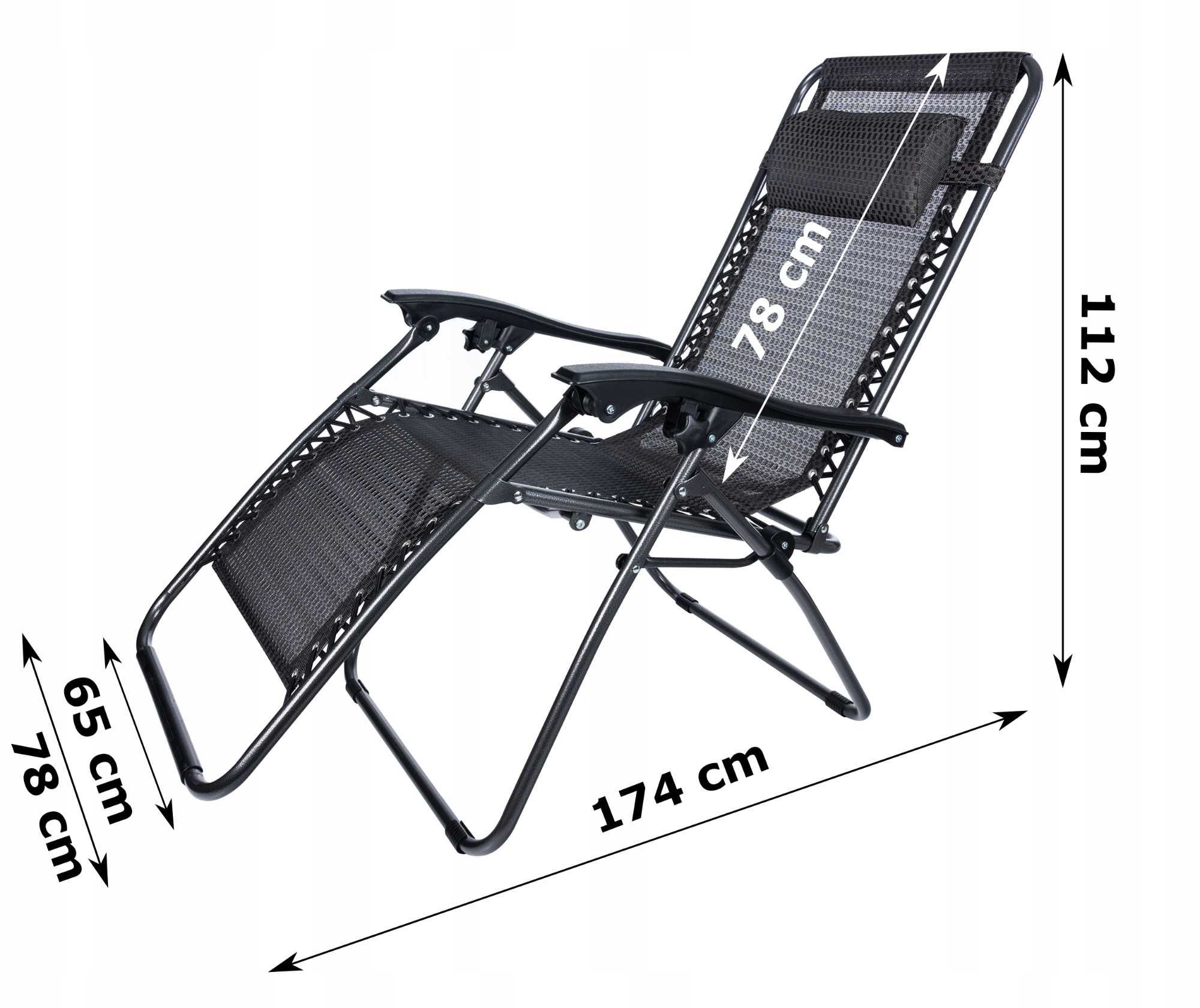 LEŻAK OGRODOWY FOTEL zagłówek SKŁADANY Wygodny na Taras do Ogrodu