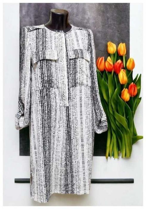 Платье рубашка в принт свободное marks&spencer с карманами