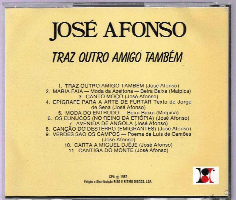 José Afonso - - - - - Traz Outro Amigo Também - - - - - CD