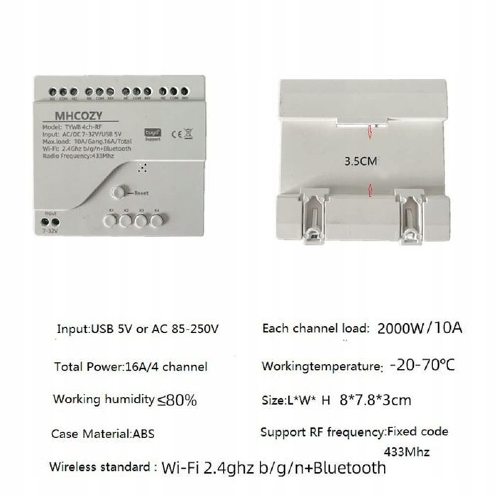 mhcozy 4-kanałowy usb 5v ac smart wifi moduł