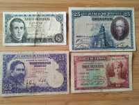 Banknoty, Hiszpania 5, 10, 25 pesetas, 1928, 1935, 1951 i 1954