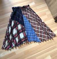 Spódnica maxi patchworkowa z nieregularnym dołem, gumka w pasie, Derhy