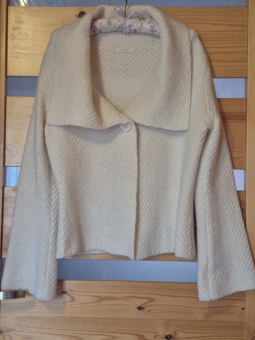 Marks&Spencer kremowy sweter kardigan z alpaką r. 40-44