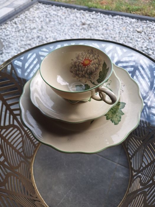 Trio śniadaniowe h& c Bawaria Heinrich chryzantemy chryzantema porcela