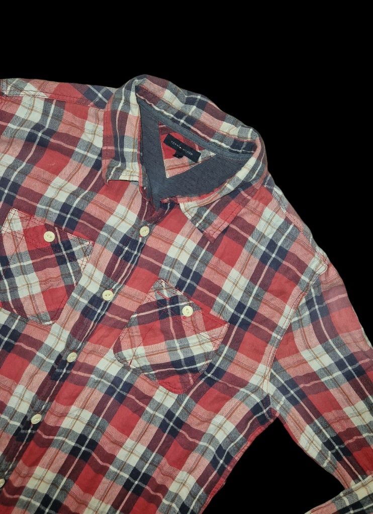 Tommy Hilfiger koszula kratka odbarwianie od słońca, roz S