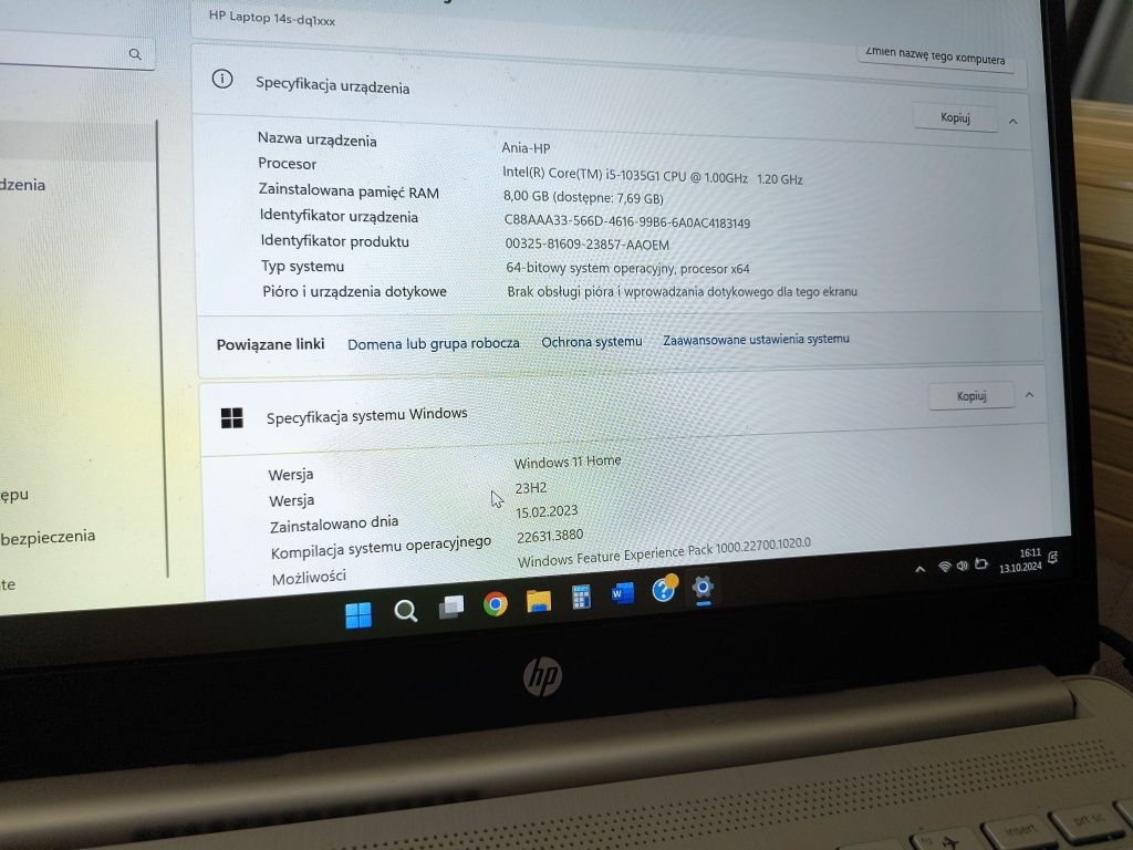 Laptop HP Intel Core i5 10 Gen 8GB RAM 14''