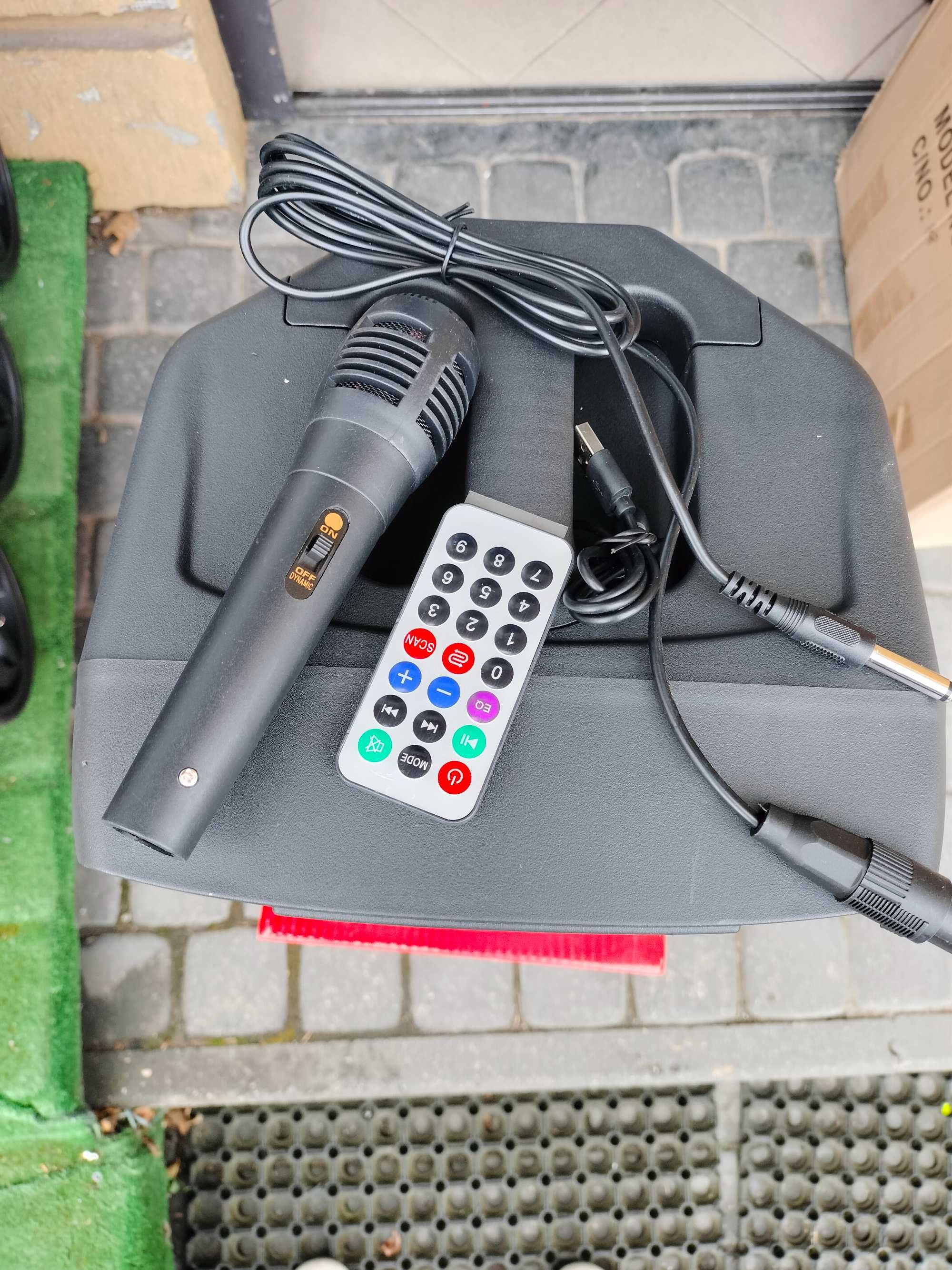 Mocny GŁOŚNIK BLUETOOTH bezprzewodowy + MIKROFON Boombox Usb Sd Aux