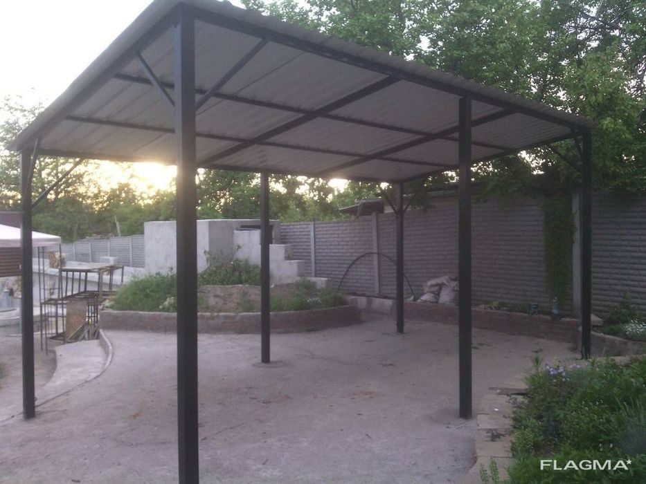 Навесы для автомобиля,ворота,заборы из профнастила.