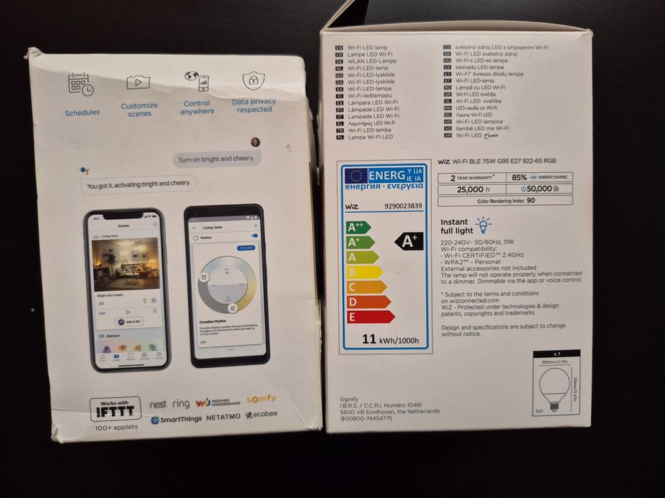 Żarówki WIZ Wi-Fi E27 (zestaw: kolor + biała) 11W=75W