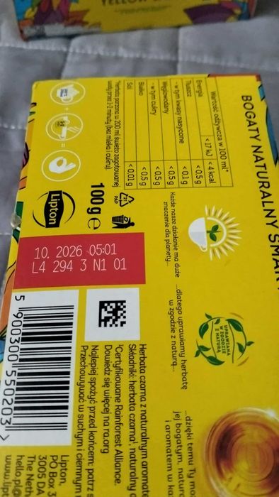 herbata Lipton 2 paczki po 50 herbat długi okres