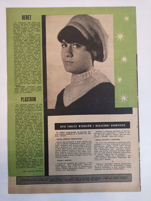Moda I Życie 11/1968R - Wykroje I Wzory Nr 11/257