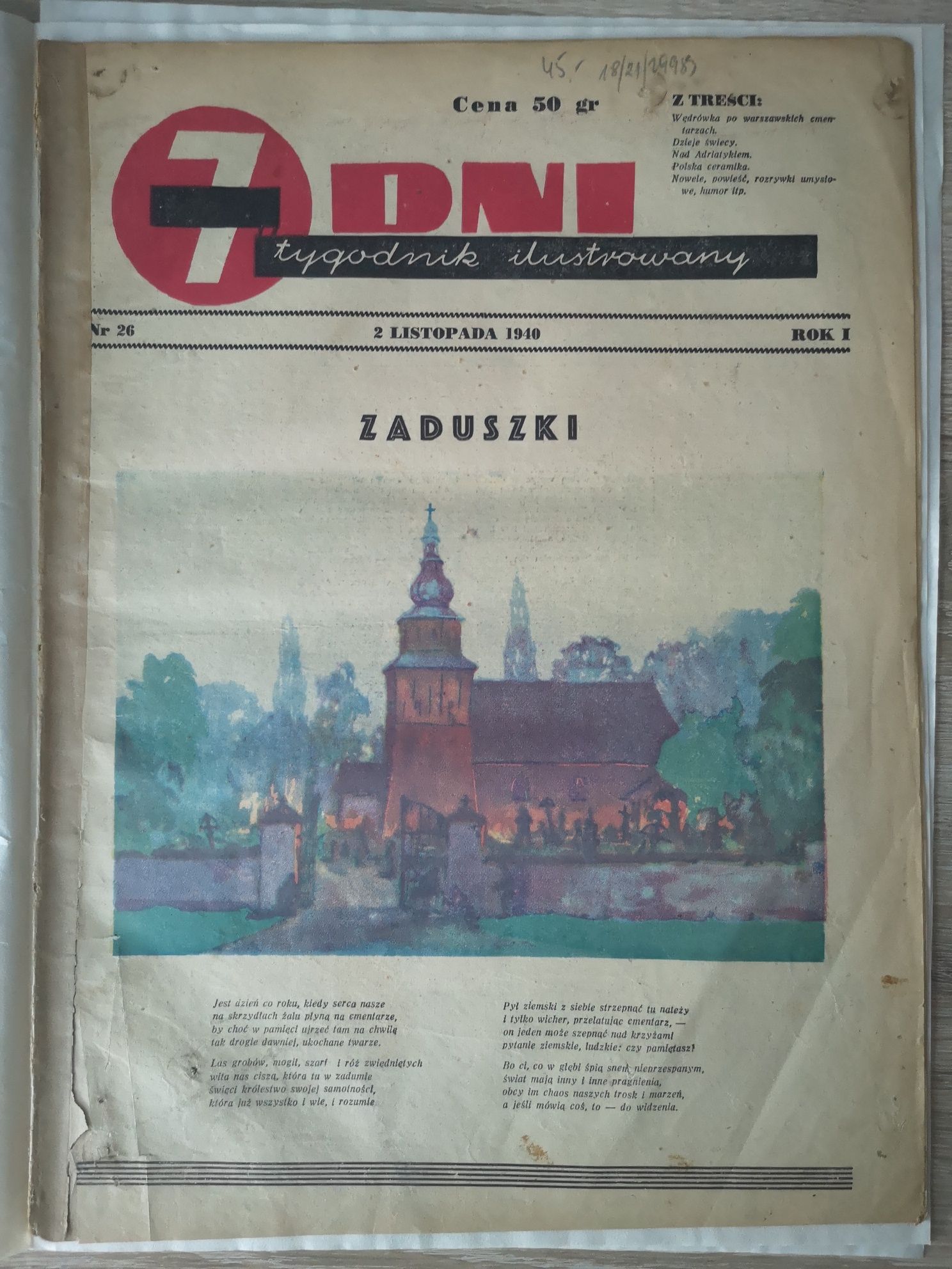 7 Dni - tygodnik ilustrowany 1940r  8 numerów