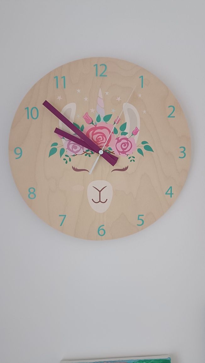 Zegar lama do pokoju dziewczynki 30 cm tarcza analogowa