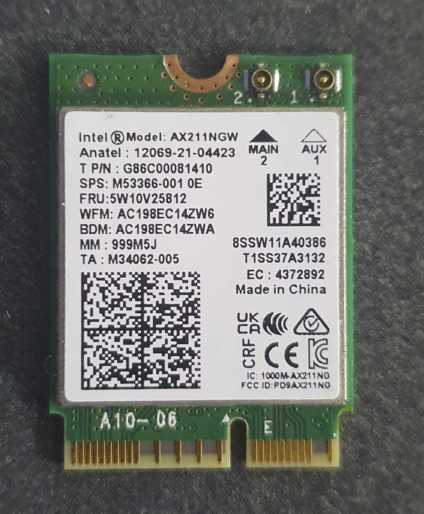 Wi-Fi 5/6 модуль Intel 9560, 201, 211, 2.4/5/6 ГГц Bluetooth та антени