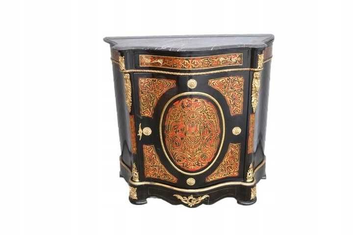 BOULLE - Brzuchata KOMODA okucia z BRĄZU intarsje