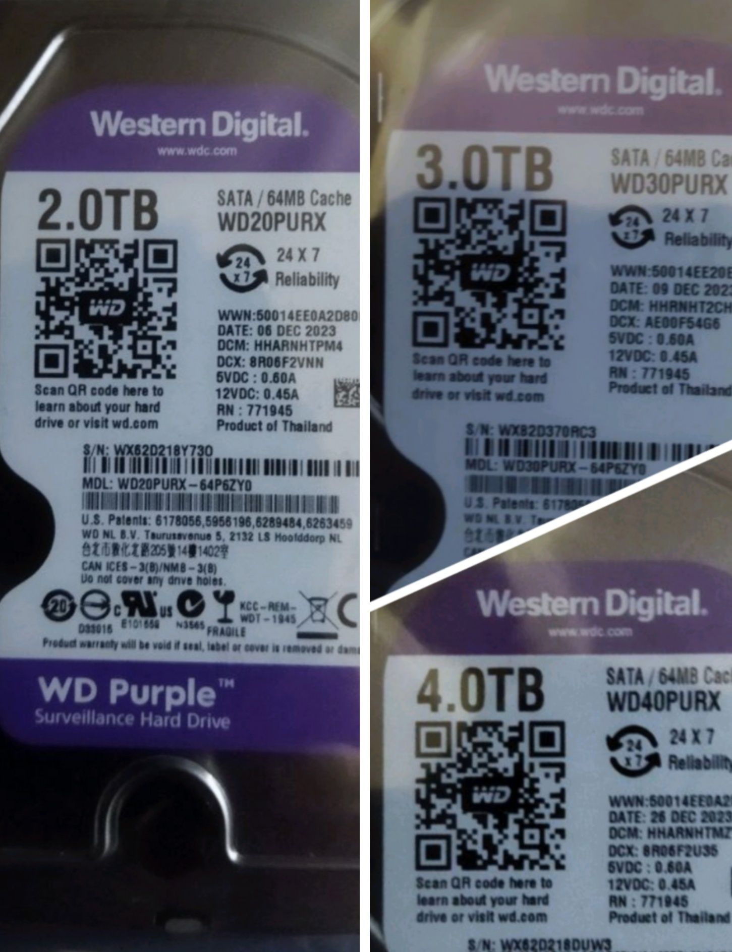 Жорсткий диск HDD Western digital WD Purple 2TB, 3TB, 4TB