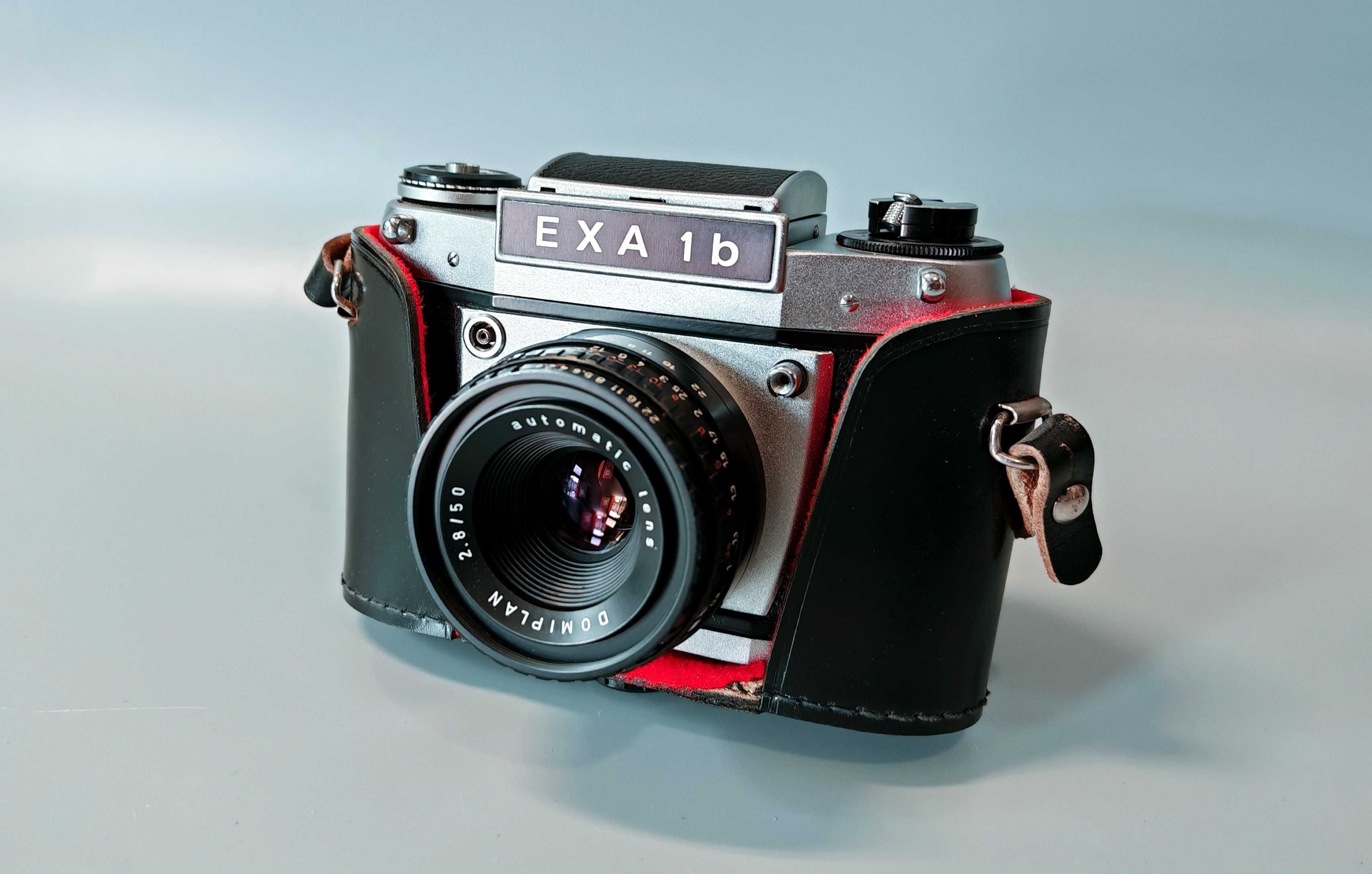 Aparat EXA 1B + Obiektyw Meyer Domiplan 50mm Automatic Unikat Futerał