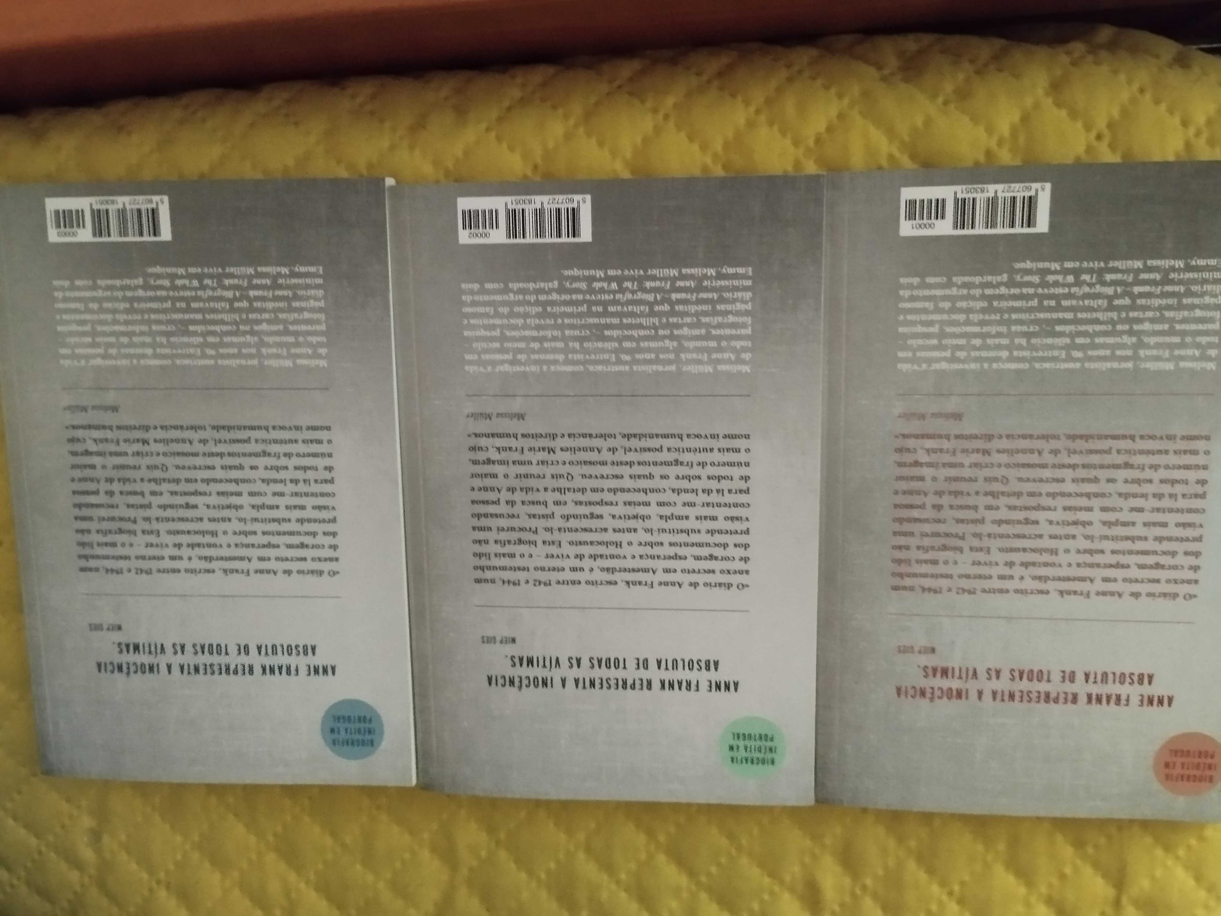 Coleção de 3 livros da Bibliografia de Anne Frank