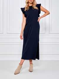Granatowa, długa, sukienka z bawełny rozmiar Uniwersalny