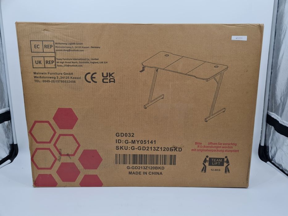 Biurko gamingowe komputerowe 120 x 60 cm blat jak włókno węglowe