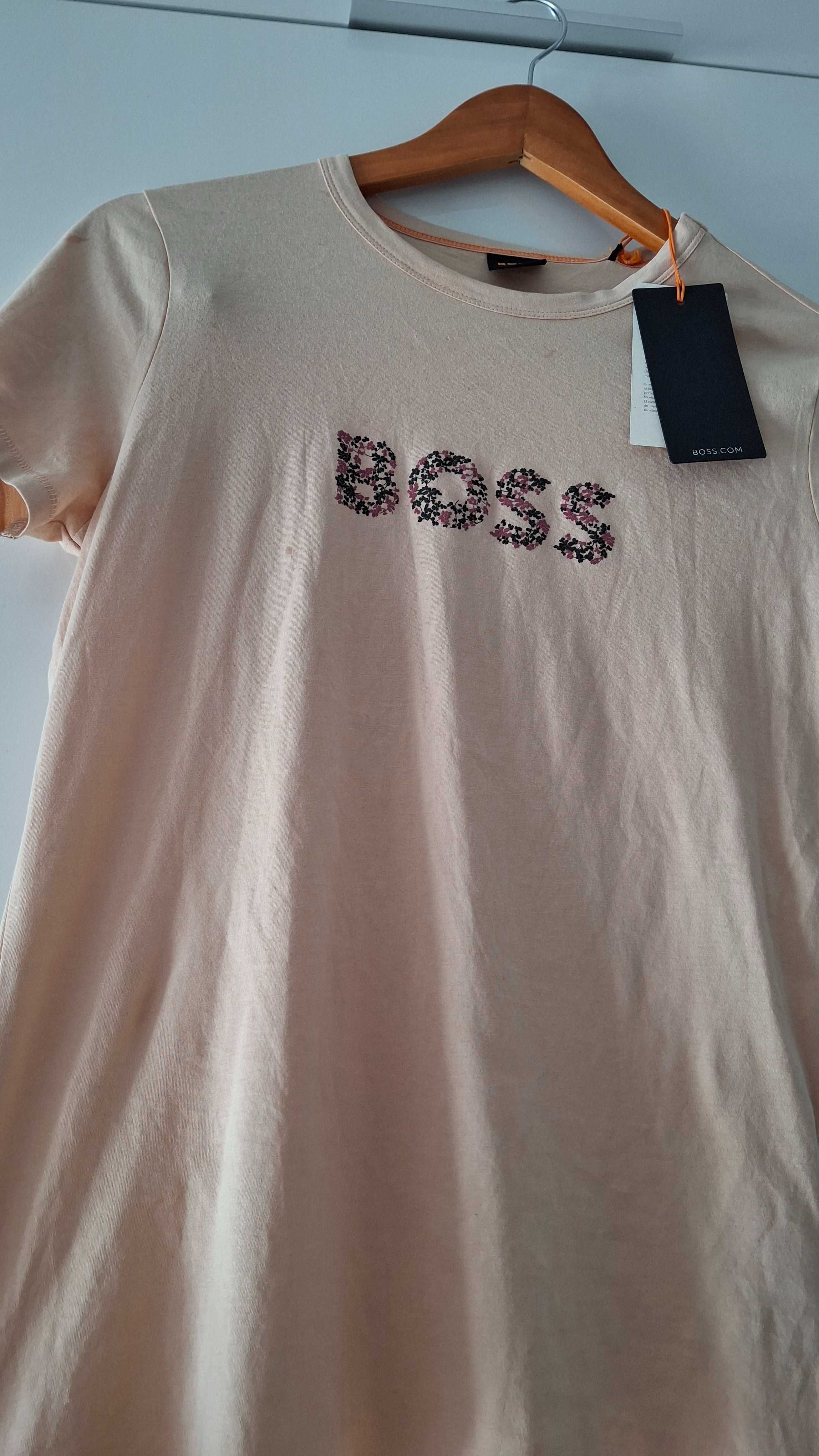 Nowa oryginalna boss koszulka damska s 36 łososiowa t-shirt orange