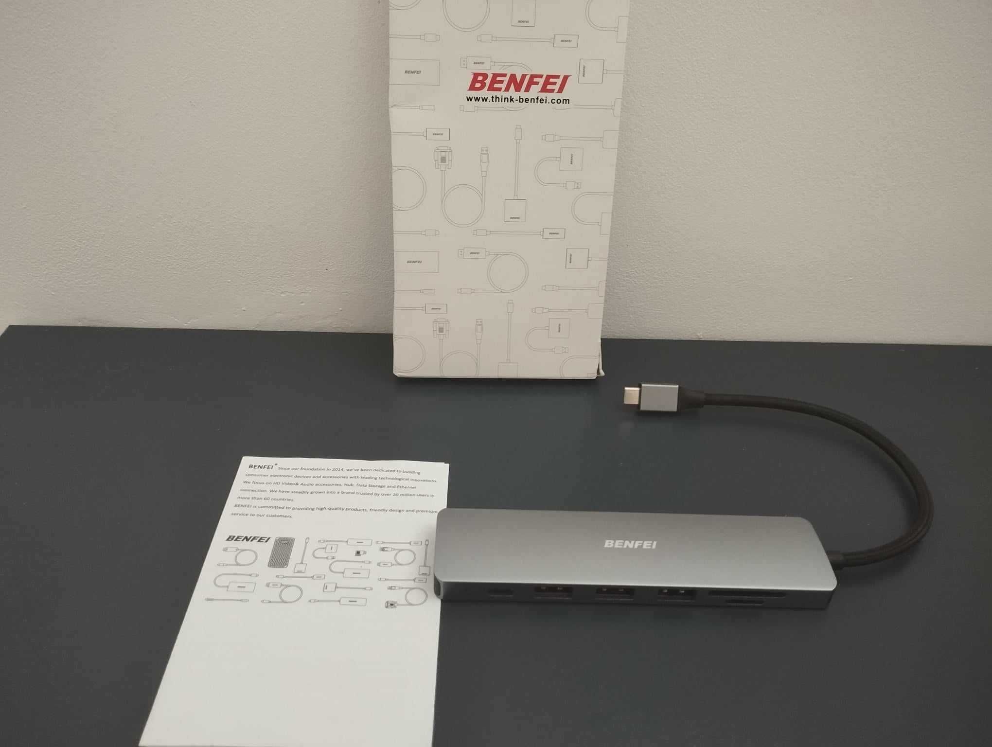 Hub USB C BENEFEI 7w1 Koncentrator HDMI USB C SD