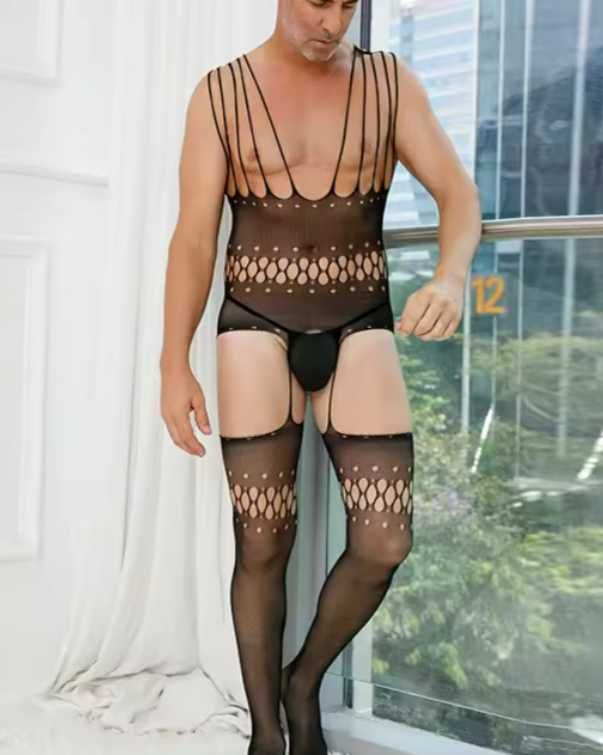 MĘSKA bielizna erotyczna seksowny bodystocking komplet
