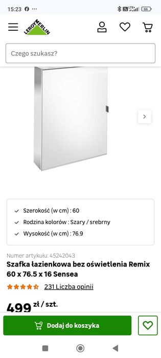 Szafka łazienkowa z lustrem