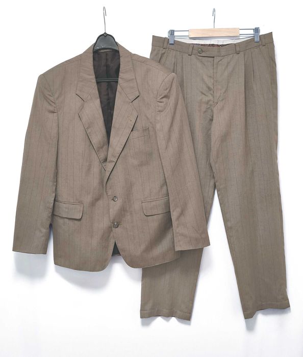 Damski Garnitur Jednorzędowy W Paski Beżowy C&A |R. 50 L/XL