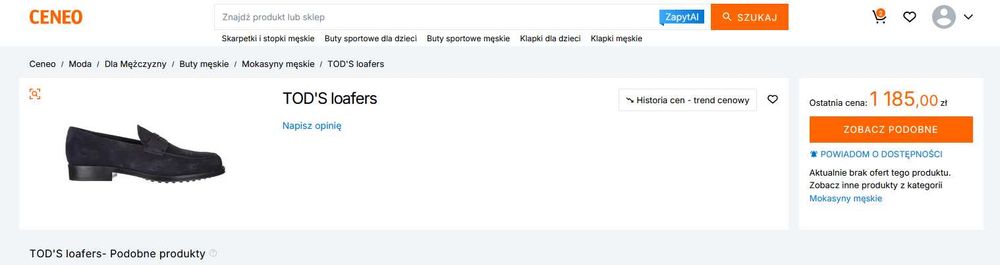 Mokasyny męskie TOD'S czarne zamszowe (loafers) rozm. 7 (rozm. 41)