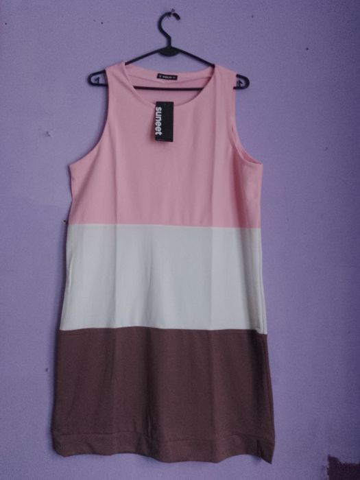 Nowa Sukienka Sunneet XL pastelowa pudrowy róż brąz