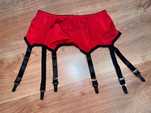 420/ Pas do pończoch nylon girdle vintage retro bielizna L/M czerwony