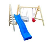 DREWNIANY Plac Zabaw do Ogrodu GOOFY2.0 2Huśtawki Ślizg KANTÓWKA9X9CM