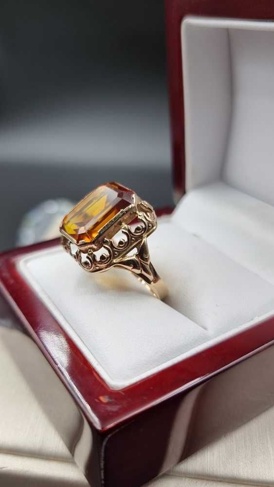 585 Piękny złoty pierścionek z cytrynem