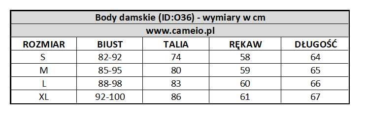 36 Body damskie rozmiary S-XL