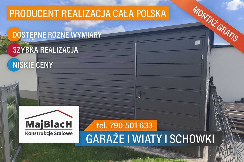 Wiatka ogrodowa |GARAŻ BLASZANY |Domek Ogrodowy| Magazyn | – Maj-Blach