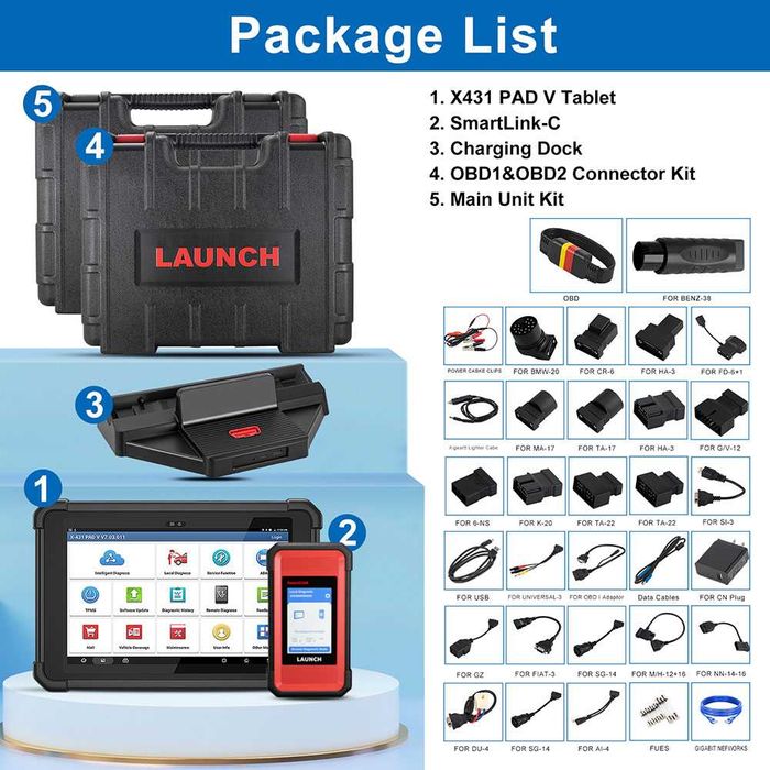 Launch X431 PAD V Maquina Diagnóstico OBD + Osciloscópio Launch (NOVO)