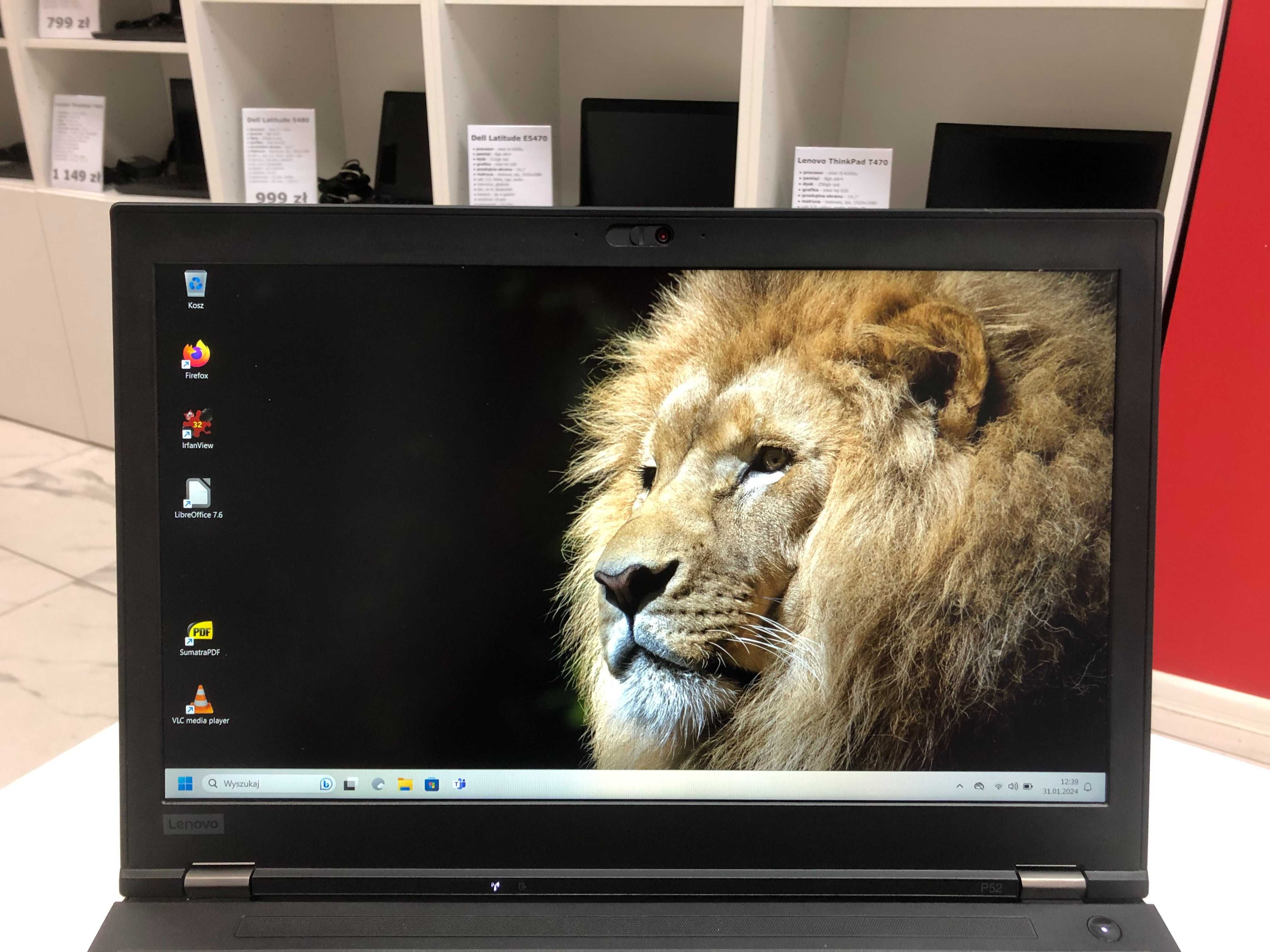 Wydajny Lenovo ThinkPad P52 15" i7-8gen 64GB 512SSD nVidia IPS Full HD