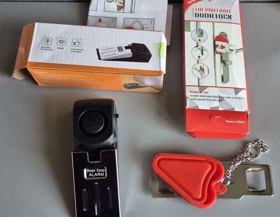 Qeeyon Stoper do drzwi alarm i przenośny zamek do drzwi klin alarmowy