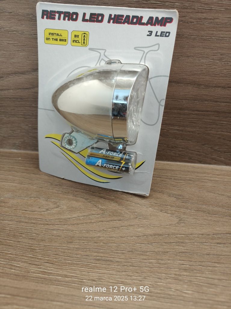 Lampka przednia srebrna do roweru