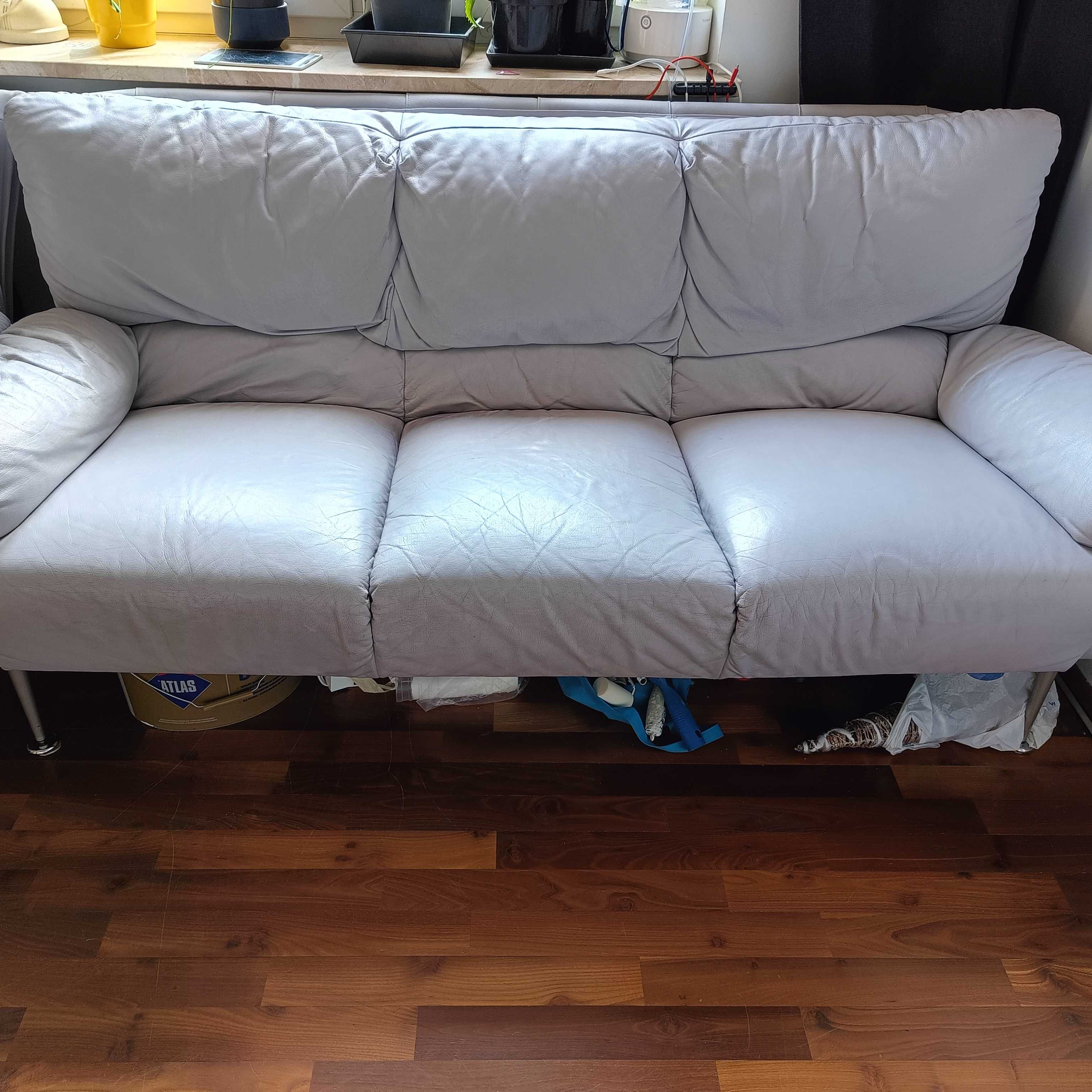 Kanapa sofa skórzana + fotel Kler