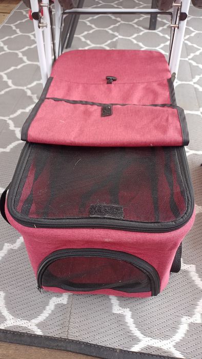 Wózek dla zwierząt podwójny transporter na kolkach dla kota psa