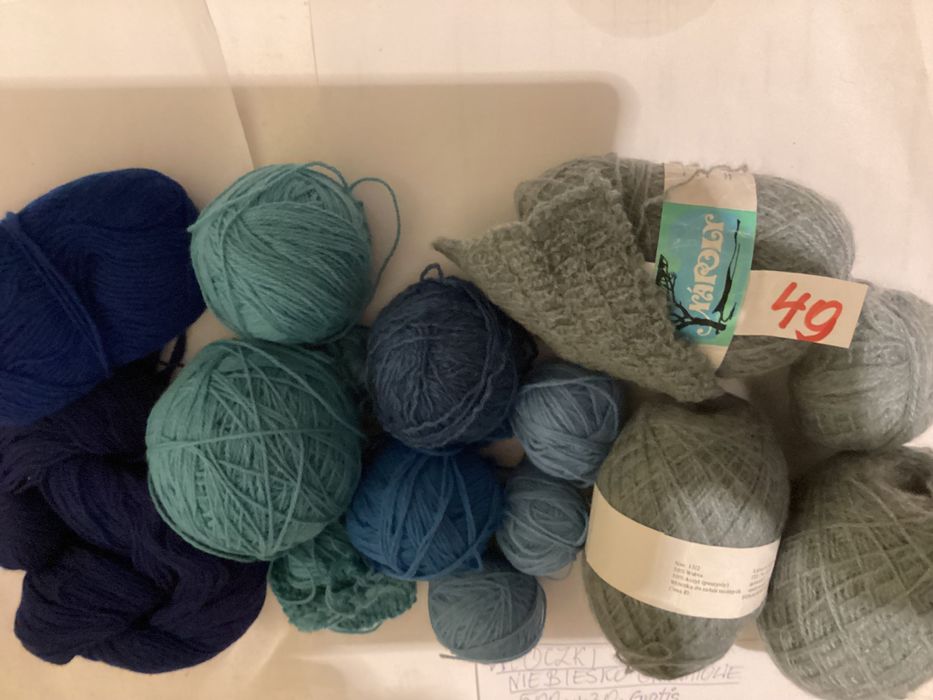 Włóczka szaro-niebiesko-szafirowa Wełna oraz Anilana