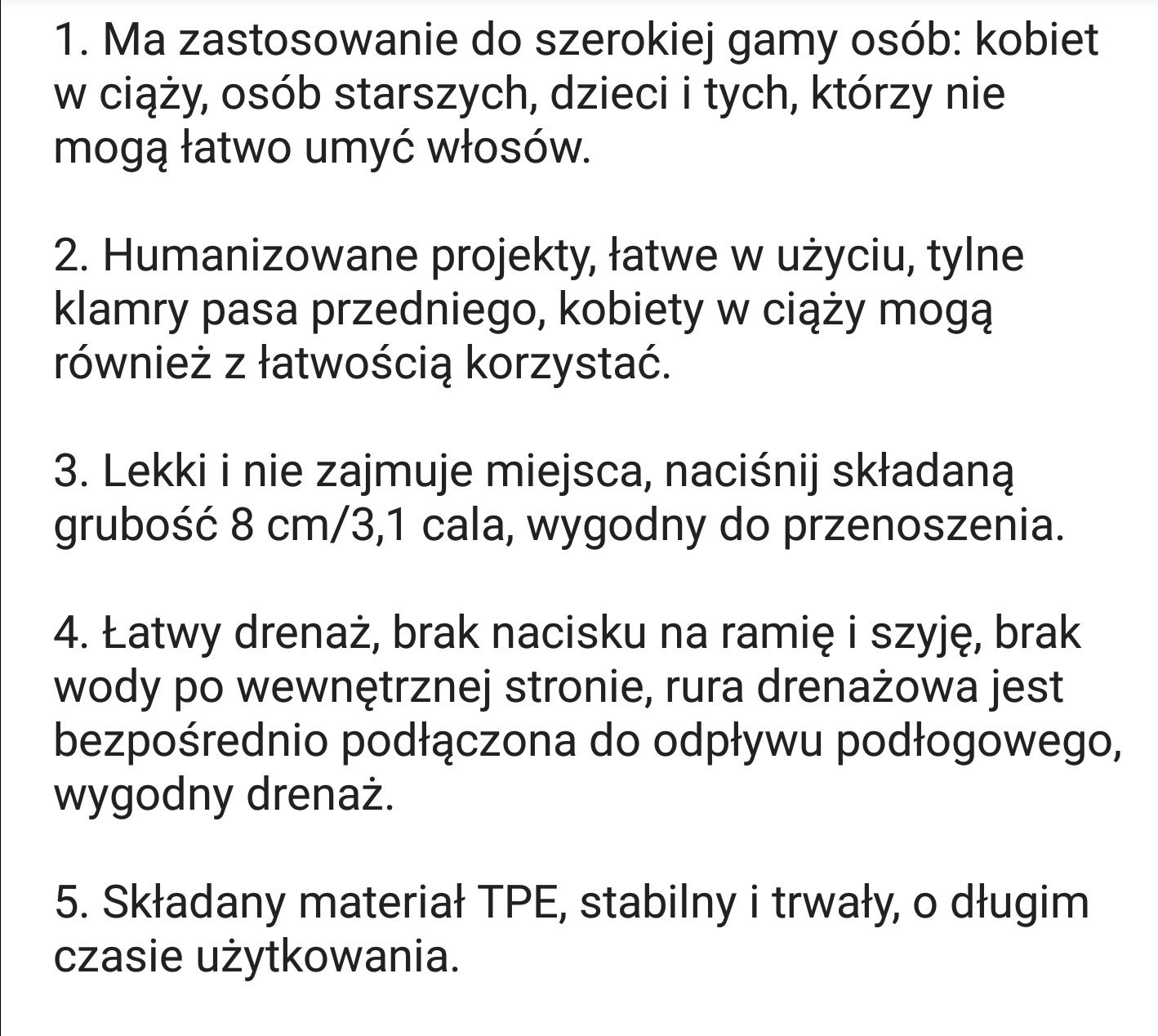 Umywalka do mycia włosów przenosna turystyczna dla osob niepełnosprawn