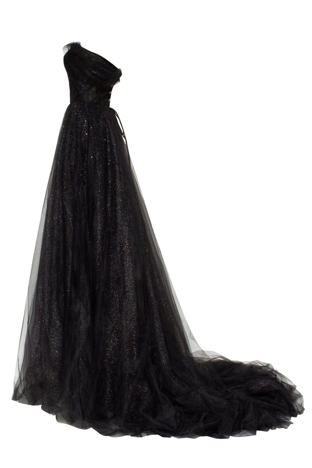 Black Long off-the-shoulder neckline maxi dress