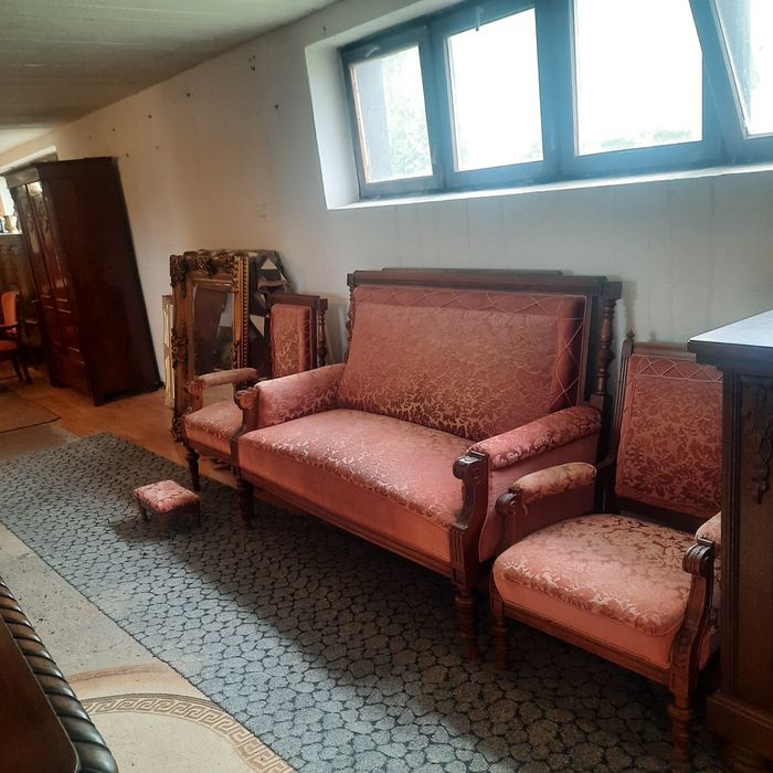 Stary piękny kpl eklektyczny sofa + fotel męski  + fotel damski OKAZJA