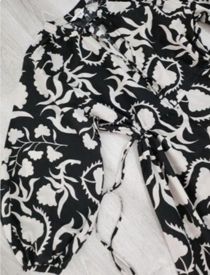 H&M sukienka midi czarno biały kwiatowy wzór bawełna  r. 46