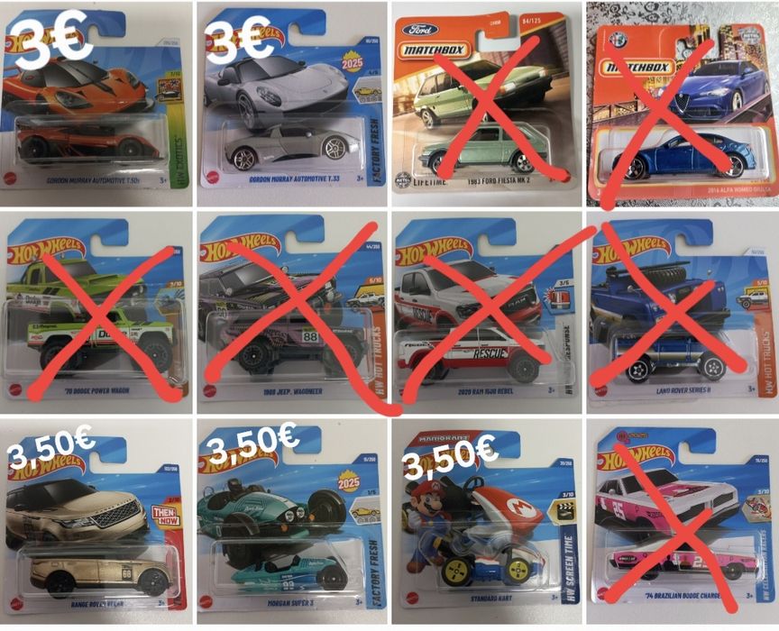Hot Wheels - Atualizado em 09/04/2025 - Valores desde 3€