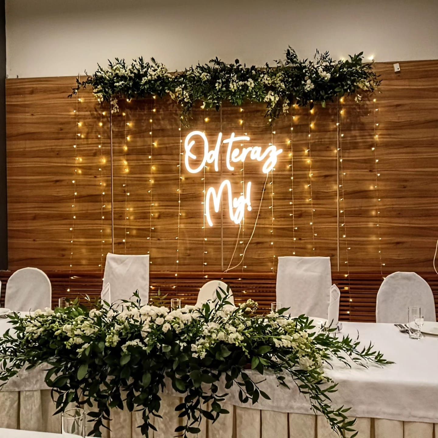 Napisy neony LED na wesele ledon 'razem lepiej' 'od teraz my' i inne